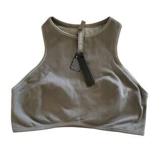 Nike x SKIMS Ribbed Seamless Racerneck Bra Dusty Oakmoss Dune XL NWT $54